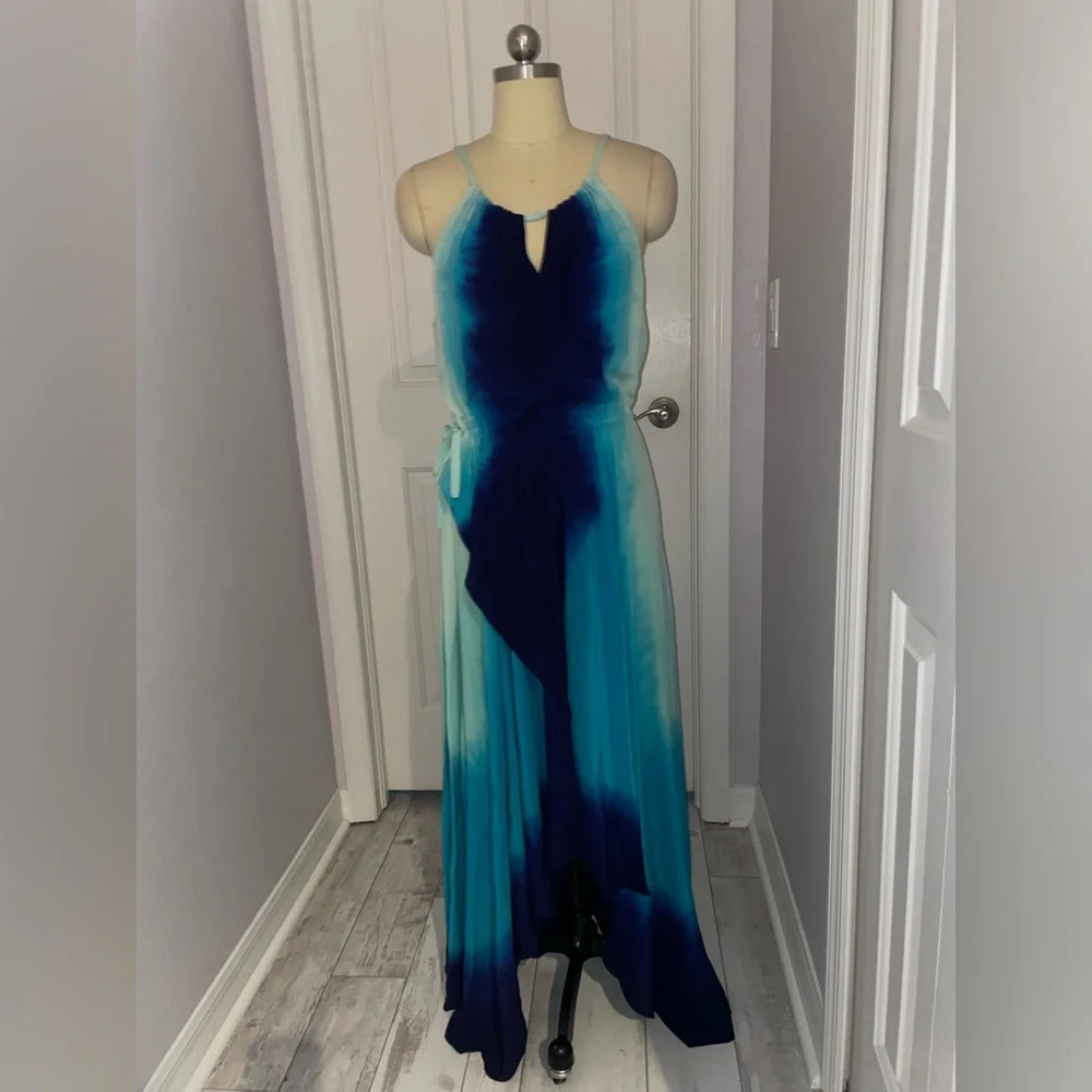 Calypso St. Barth Teal and Navy Ombre Maxi Dress